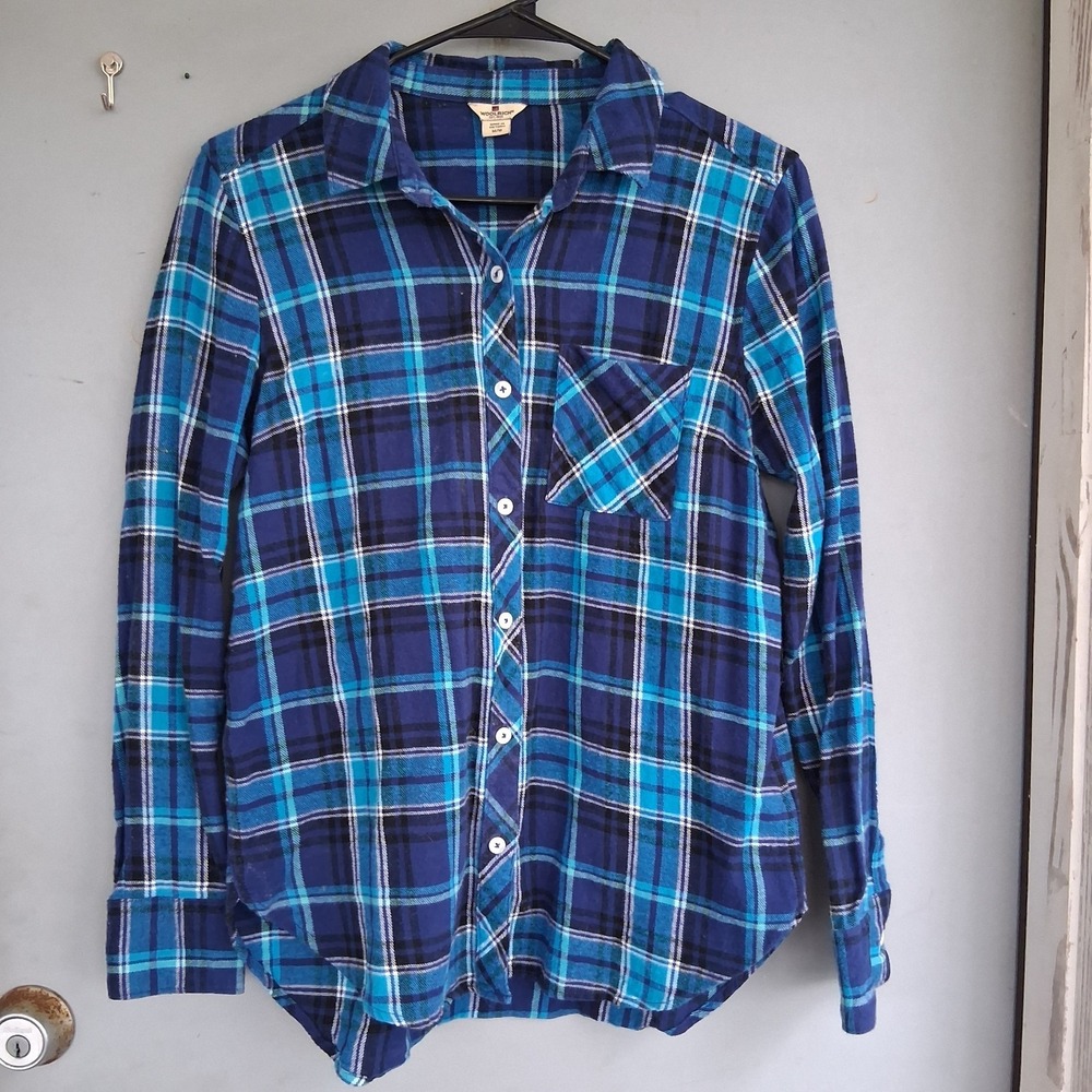 Vintage 90s Y2k Woolrich Flannel Cobalt Turquoise Blue Grunge Classic Western...